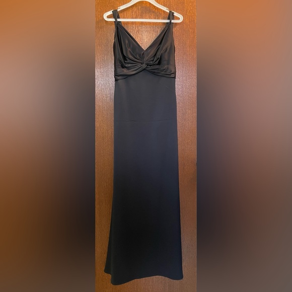 Belsoie Black Satin Grad/Bridesmaid Dress with Twist Front - Picture 1 of 7